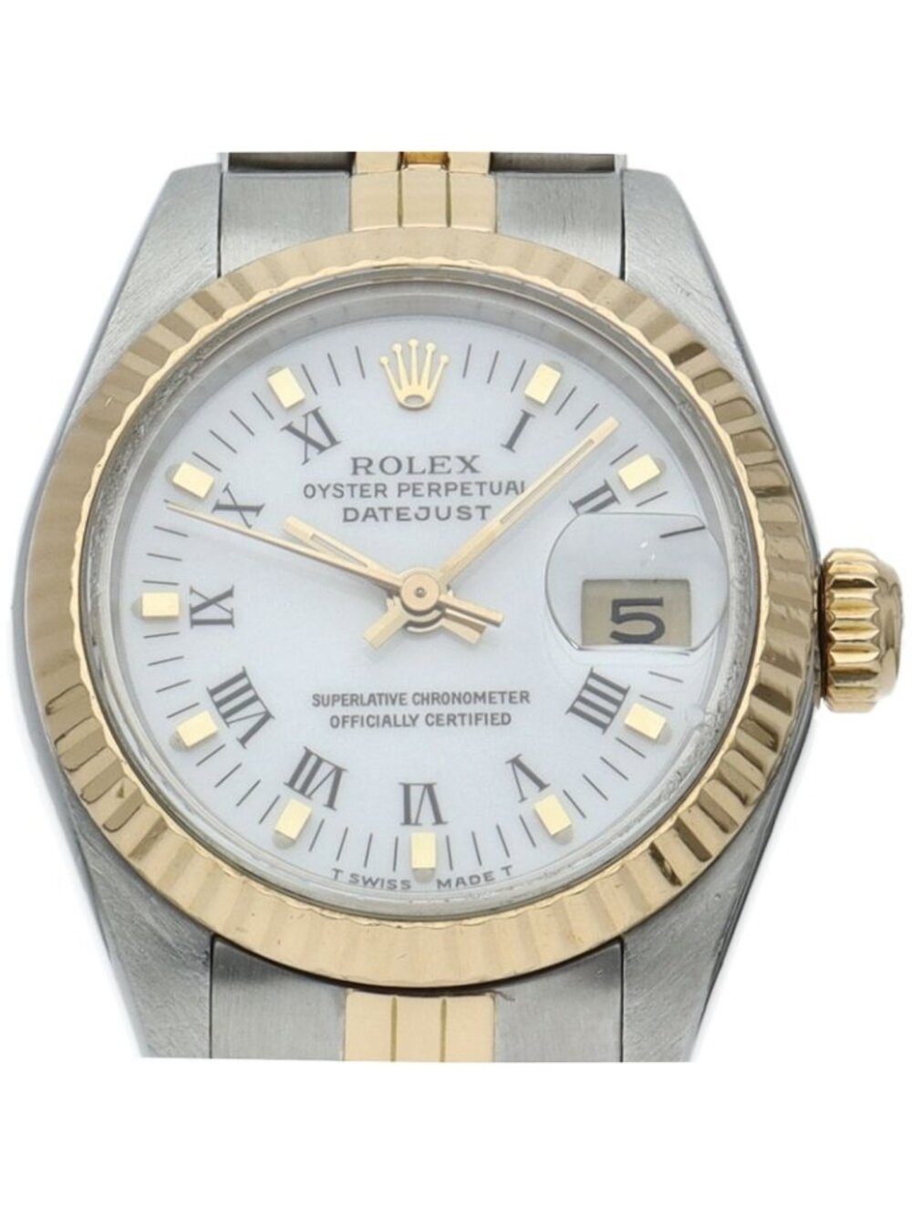 Rolex Datejust Watch 18K Yellow Gold SS White OH